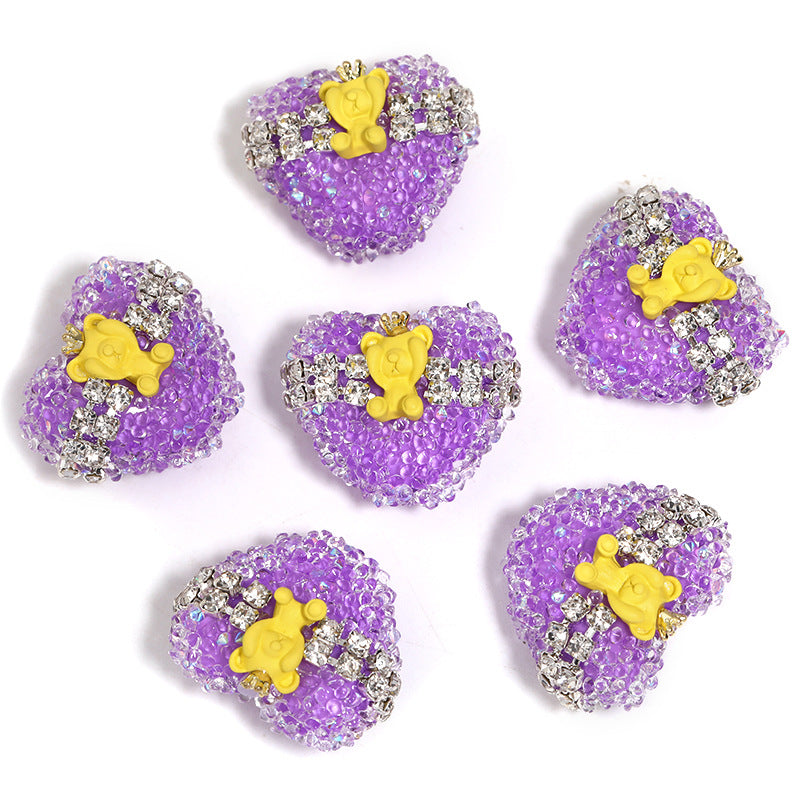 Wholesale 5pcs/pack Rhinestone Crown Bear Love Beads Shiny Sugar Beads